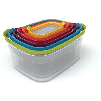 Joseph Joseph 81009 Nest Storage Plastic Food Storage Containers Set Food Saver Resuable Lunch Box Pantry Storage Microwave-Safe, 12-Piece, Multicolored