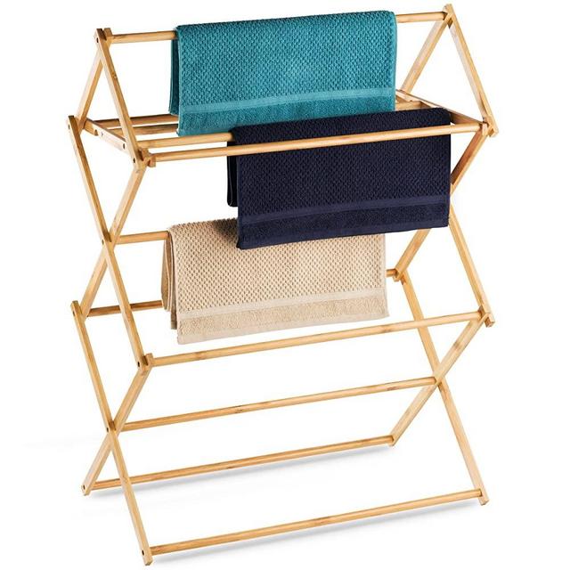 Bartnelli Bamboo Laundry Drying Rack for Clothes, Wood Clothing Dryer, Extreme Stability, Heavy Duty Built, Foldable, Collapsible Space Saving | Indoor-Outdoor Use - Pre-Assembled (BDR-553)