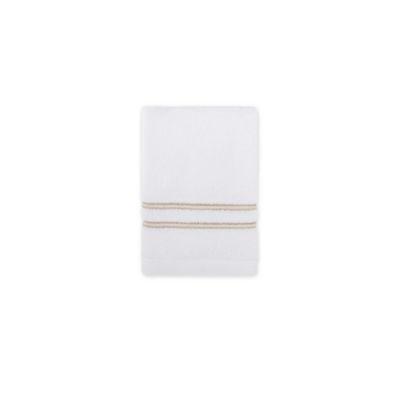 Wamsutta® Classic Turkish Embroidered Washcloth in White/Taupe