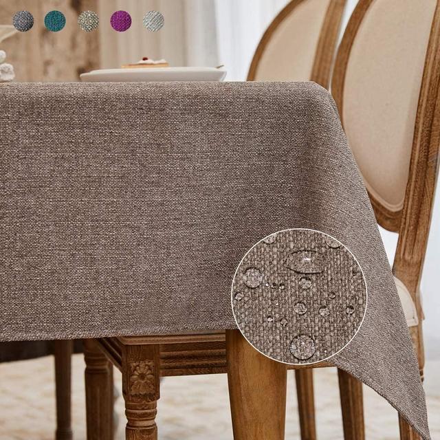 BALCONY & FALCON Rectangle Tablecloth Washable Wrinkle Resistant and Water Proof Table Cloth Decorative Linen Fabric Tablecloths for Dining Parties Kitchen Wedding and Outdoor Use (Rice Brown, 57x118)
