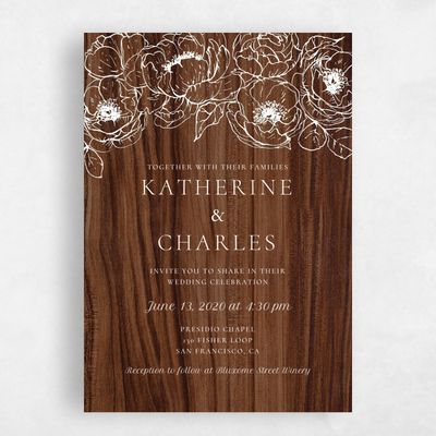 Walnut, Brown Wedding Invitation - Rooftop Bloom
