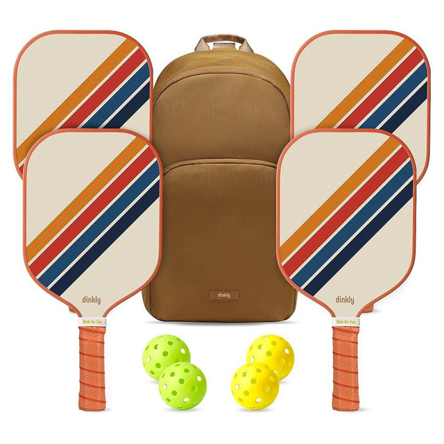 Dinkly Pickleball Paddles Set of 2/4- USAPA Approved Graphite/Fiberglass Pickleball Racket, 2 Pickleball Rackets, 4 Balls and 1 Portable Carry Bag, Aesthetic Pickle Ball Set for Men Women Beginners