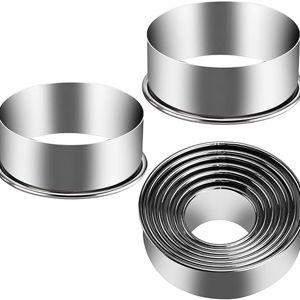 9 Pieces Stainless Steel Cookie Cutter Set Biscuit Plain Edge Round Cutters Metal Ring Baking Molds