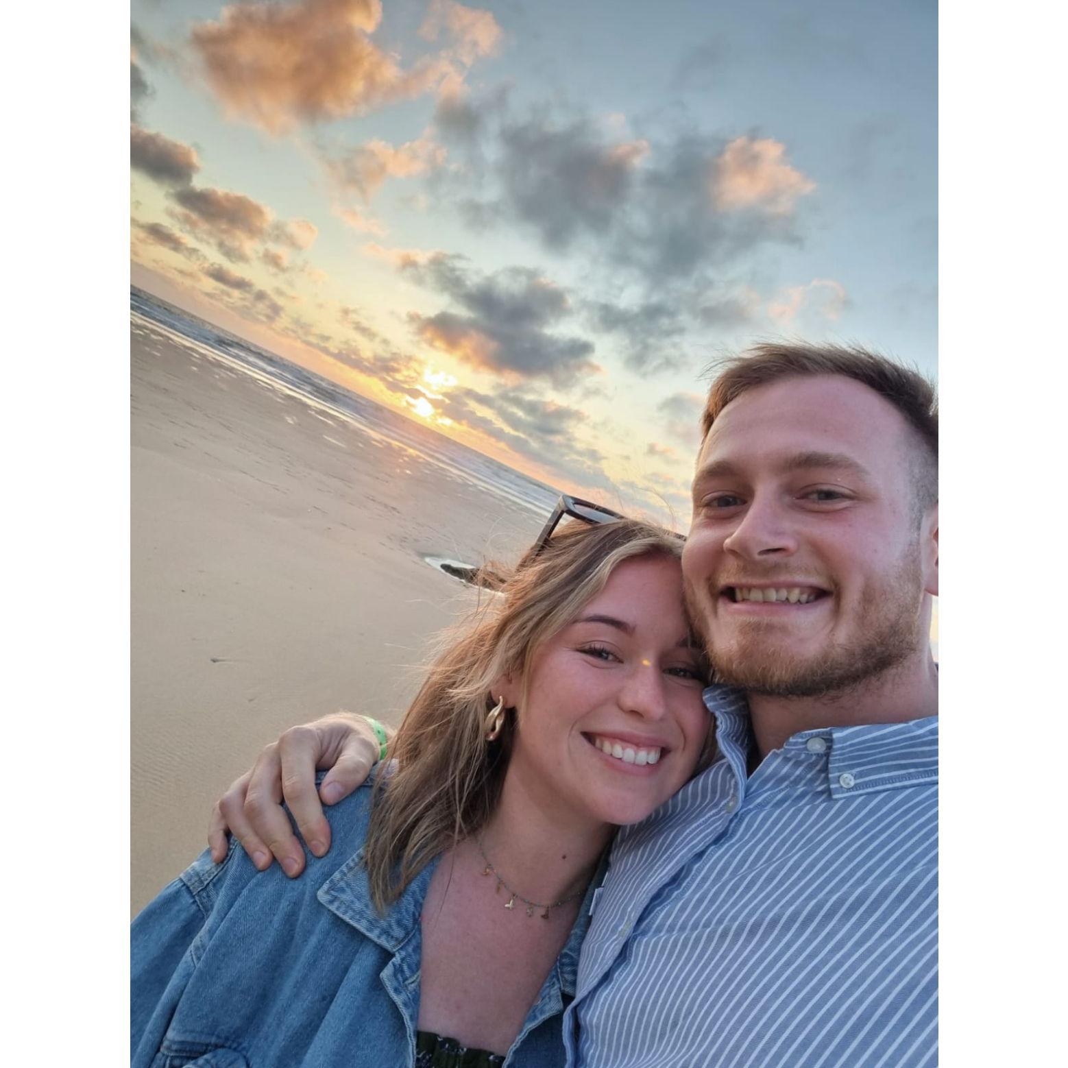 August 2023. Watergate Bay. Our first photo after getting engaged!