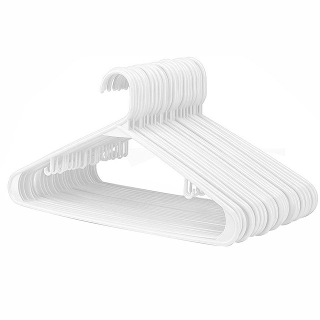 HOUSE DAY Durable Plastic Hangers Light-Weight with Hooks White 60 Pack