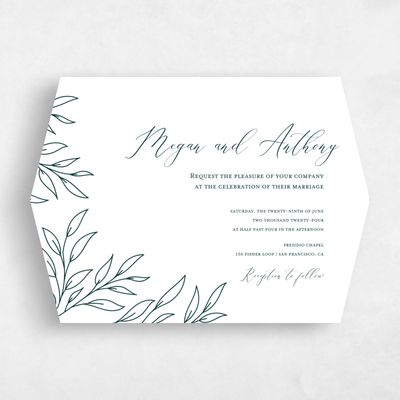 Green Diamond Wedding Invitation - Delana Landscape