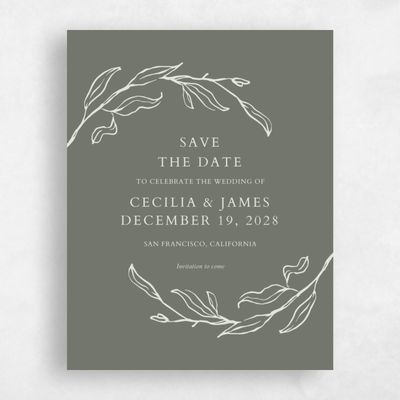 Green Fall Wedding Save the Date - Everhart Portrait