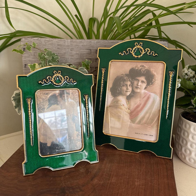 Vintage Style Elegant Green and Gold Picture Frame | Choose 3.5 x 5 or 5 x 7 or both | Memory Table | Family Photo Love | Glamour Home Decor