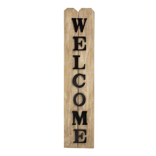 "Welcome" Wooden Wall Plaque Brown - E2 Concepts