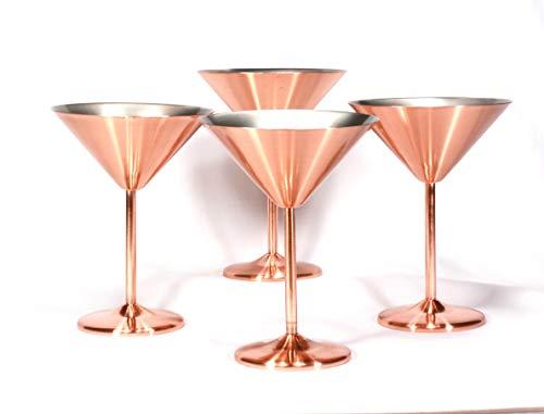 Trendiware Stemmed Martini Cocktail Glasses 7 oz. (Copper Finish, 4)
