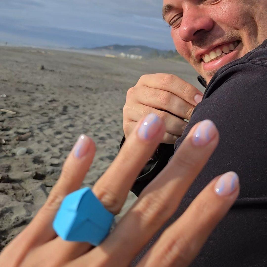 origami ring for the proposal...the ring didn't make it on time for the trip!! Aug 2024