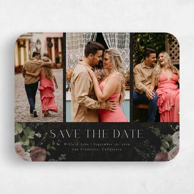 Black Rounded Wedding Save the Date - Bourgeon Multiphoto