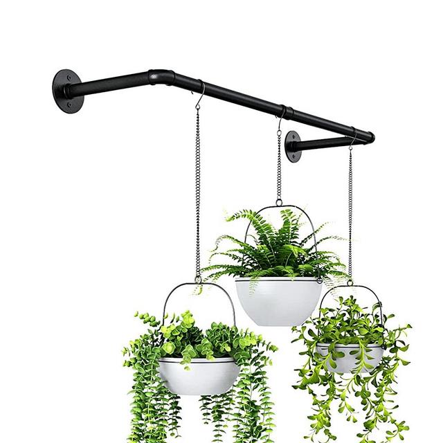 Bamworld Hanging Planters for Indoor Plants Hanging Planter Plant Holder Floating Black Metal Rod (Pot & Plant Not Included)