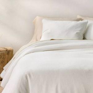 Heavyweight Linen Blend Duvet Cover & Pillow Sham Set - Casaluna™ - White/Queen