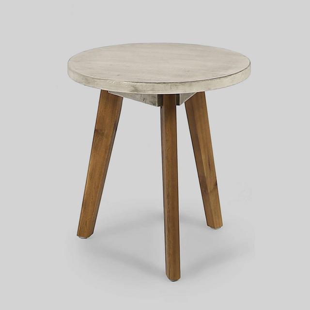 Marina Acacia Wood Patio Side Table - Light Gray - Christopher Knight Home