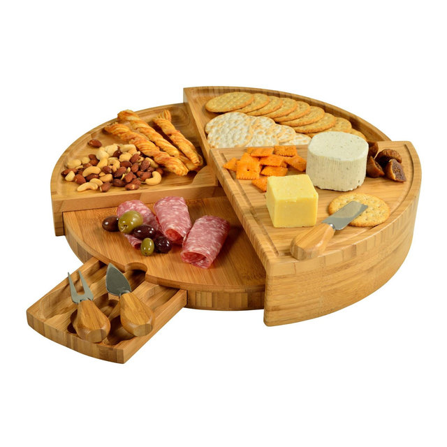 Picnic at Ascot Patented Swivel Bamboo Cutting Board for Cheese & Charcuterie