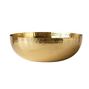 Creative Co-Op DA7392 Round Hammered Metal Bowl, 14", Gold