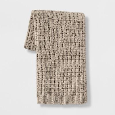 Chenille Throw Blanket Tan - Threshold™