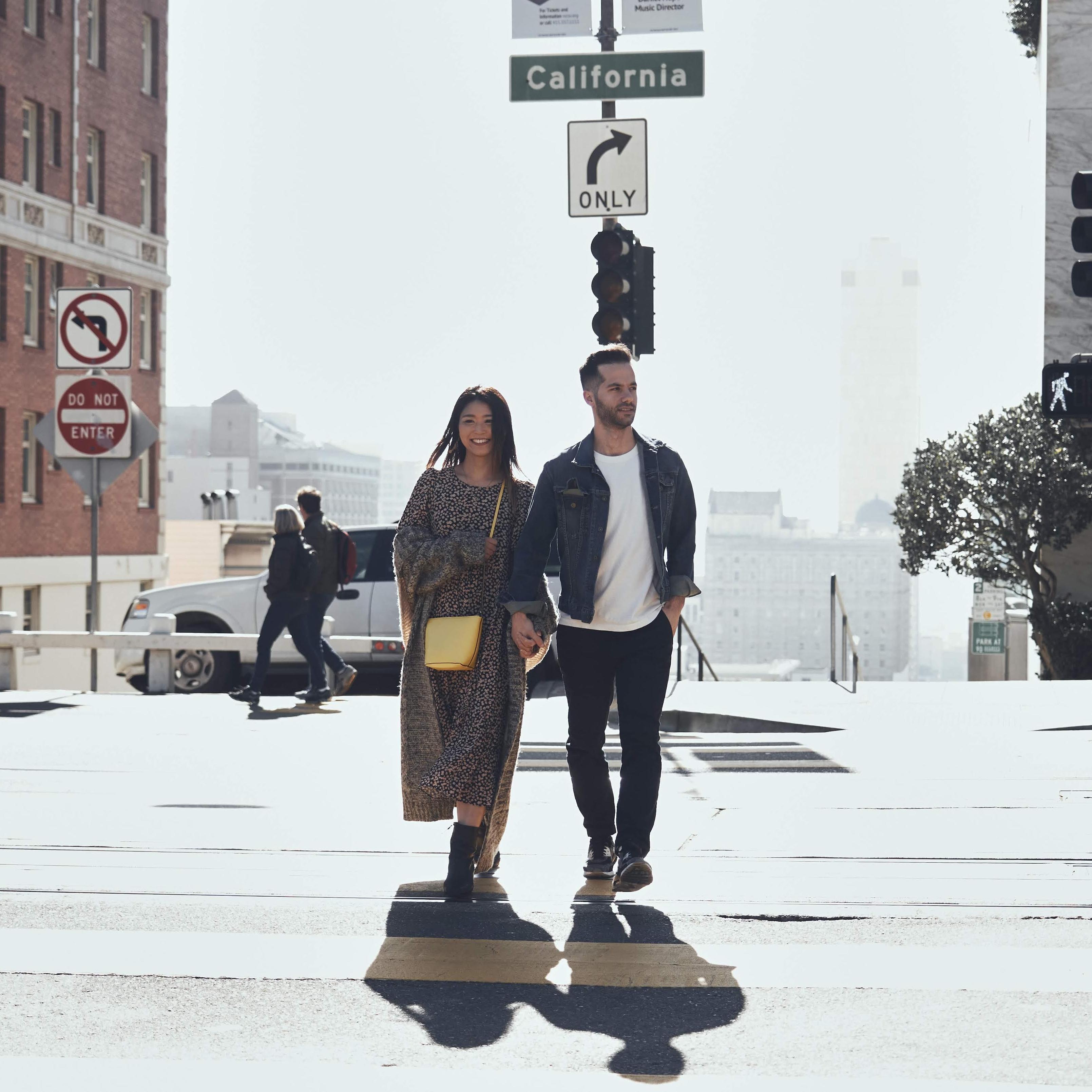 Us casually-not-posing-completely-normal on California street a few blocks up from where John lived.