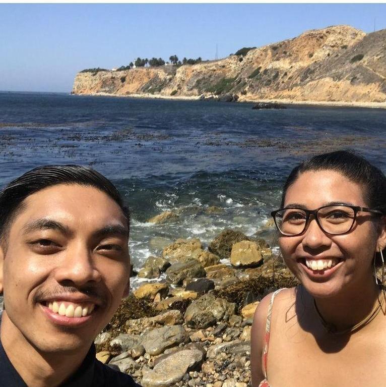 Our 2nd date, it was romantic & also socially distanced! Josh brought me out to a beach in Rancho Palos Verdes area, and had a whole picnic spread. We took this photo, before we became official!