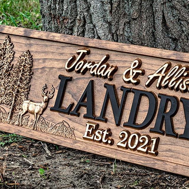 Outdoor Decor | Custom Wood Sign | Deer Hunting Gifts | Cabin Decor | Tree Wood Decor | 3D Family Name Sign | Last Name Decor | Camper Decor | Camping Sign | Nature Sign | Outdoor Sign | Hunting Decor