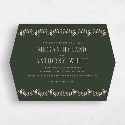 Green Diamond Wedding Invitation - Feuille Landscape