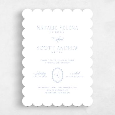 Blue Scalloped Wedding Invitation - Korina Portrait