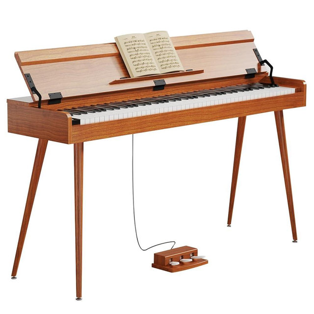 KUMENG Digital Piano 88 Key Weighted Keyboard,Full-Size Desk Progressive Hammer-Action Electric Piano For Beginners, With Sheet Music Stand, Pedal,Power Adapter, Headphone Mode, Usb-Midi