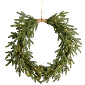 Nearly Natural 24-in Pre-lit Indoor Battery-operated Green Fir Artificial Christmas Wreath