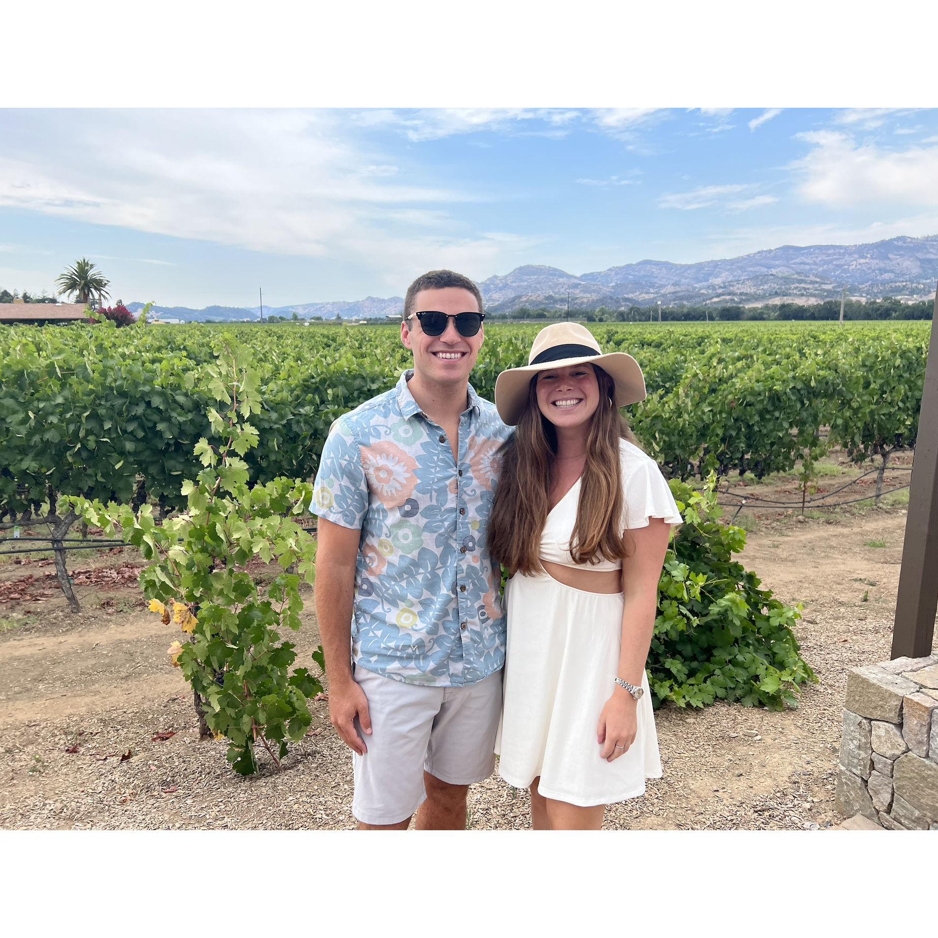 Enjoying Napa Valley, right after our favorite waiter gave us some marriage advice that we still quote to this day.
