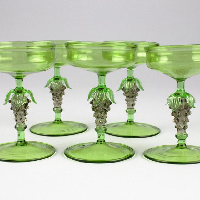 Lauscha antique liqueur glasses, Germany 1920-1930, art deco glasses