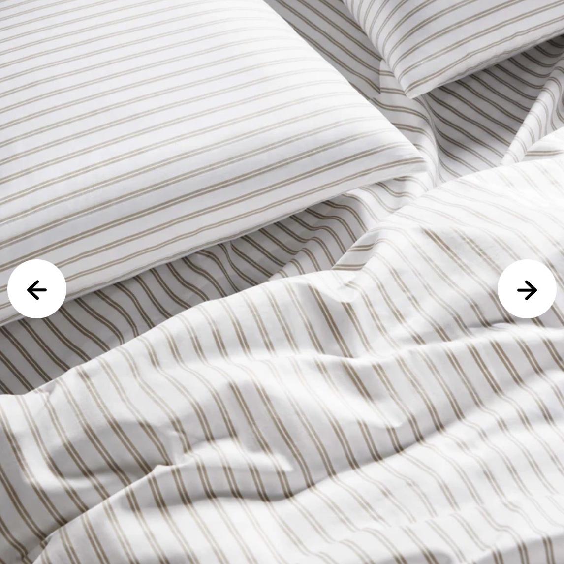 Luxe Sateen Core Sheet Set-Tandem Stripe in Pebble