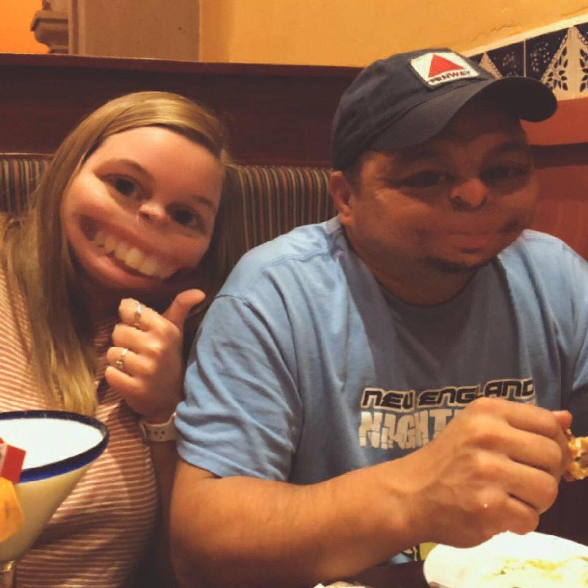 Carol & Rudy enjoying dinner out