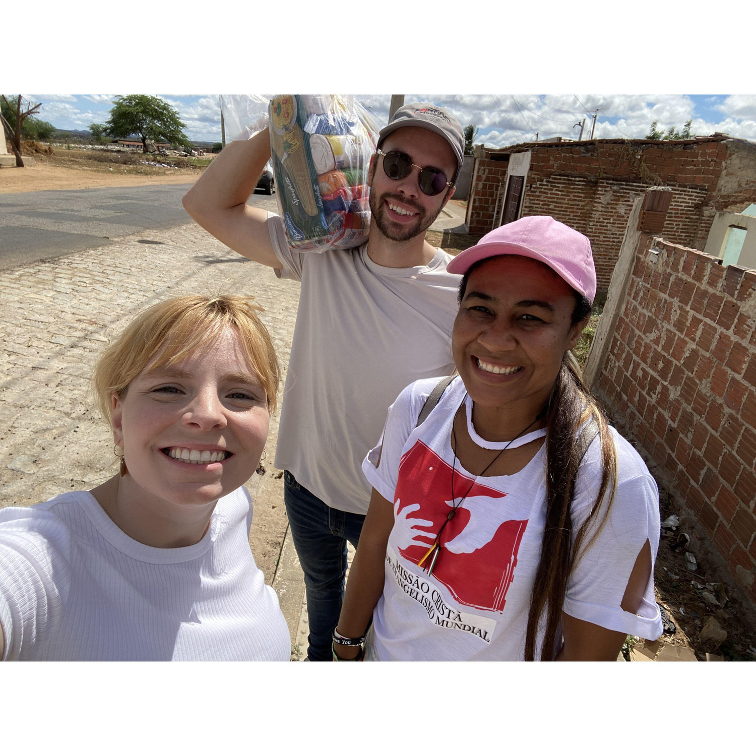 Handing out food to the poor in Brazil.