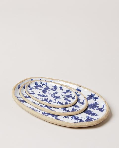 PAINTED OVAL PLATTER - SPONGE - Large