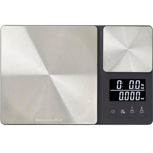 KitchenAid KQ909 Dual Platform Digital Kitchen and Food Scale, 11 pound capacity and Precision 16oz capacity, Black with Stainless Steel