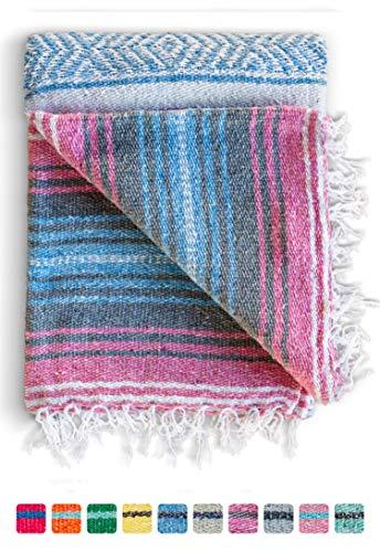Mexican Blanket, Premium Falsa Blanket | Authentic Hand Woven Blanket, Serape & Yoga Blanket | Perfect Beach Blanket, Navajo Blanket, Camping Blanket, Picnic Blanket, Saddle Blanket, Car Blanket
