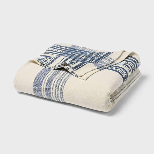 King Yarn Dyed Plaid Cotton Blanket Ivory - Threshold™