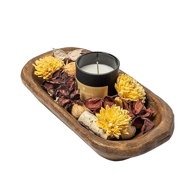 Decorative Bowl Home Decor 10 Inch Mini, Wooden Dough Bowl Decor, Wooden Bowl Decor, Wood Bowl Dining Room Table Centerpiece Decor Bowl, Wood Bowl Decorative, Wood Dough Bowl Centerpiece Bowl Baguette