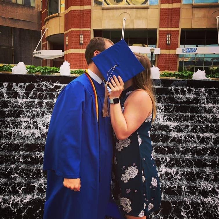 May 2019; Celebratory smooch for Austin after his college graduation!