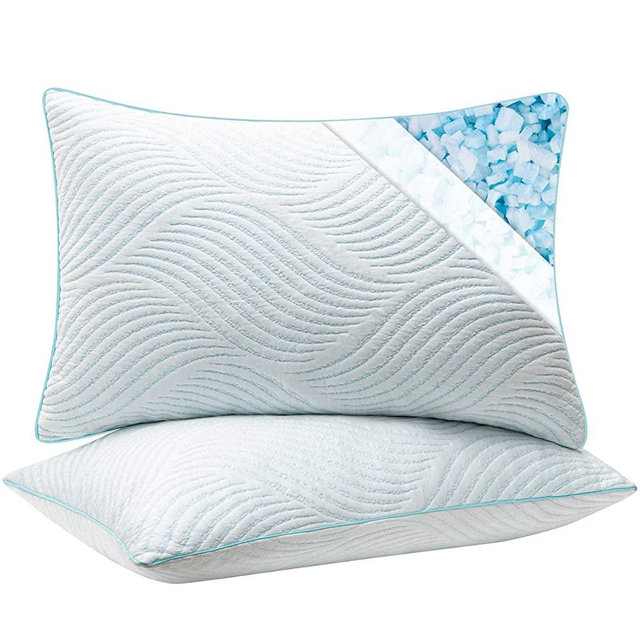 Smilereve Pillows King Size Set of 2 Cooling Memory Foam Pillows for Sleeping Adjustable Firm Pillow for Back and Side Sleeper