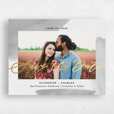 Smoky Grey Wedding Save the Date - Riverside Frame