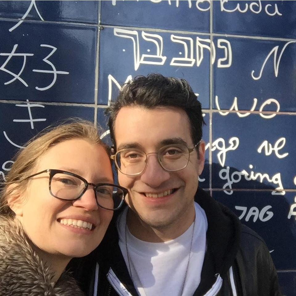 Paris, in front of a wall full of love.