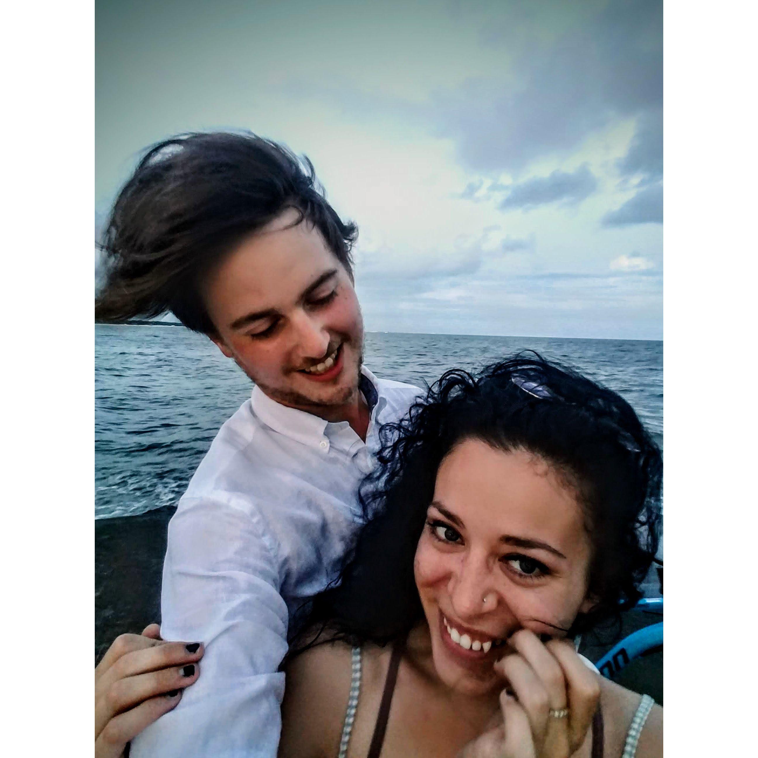 One of our first photos together after biking the beach