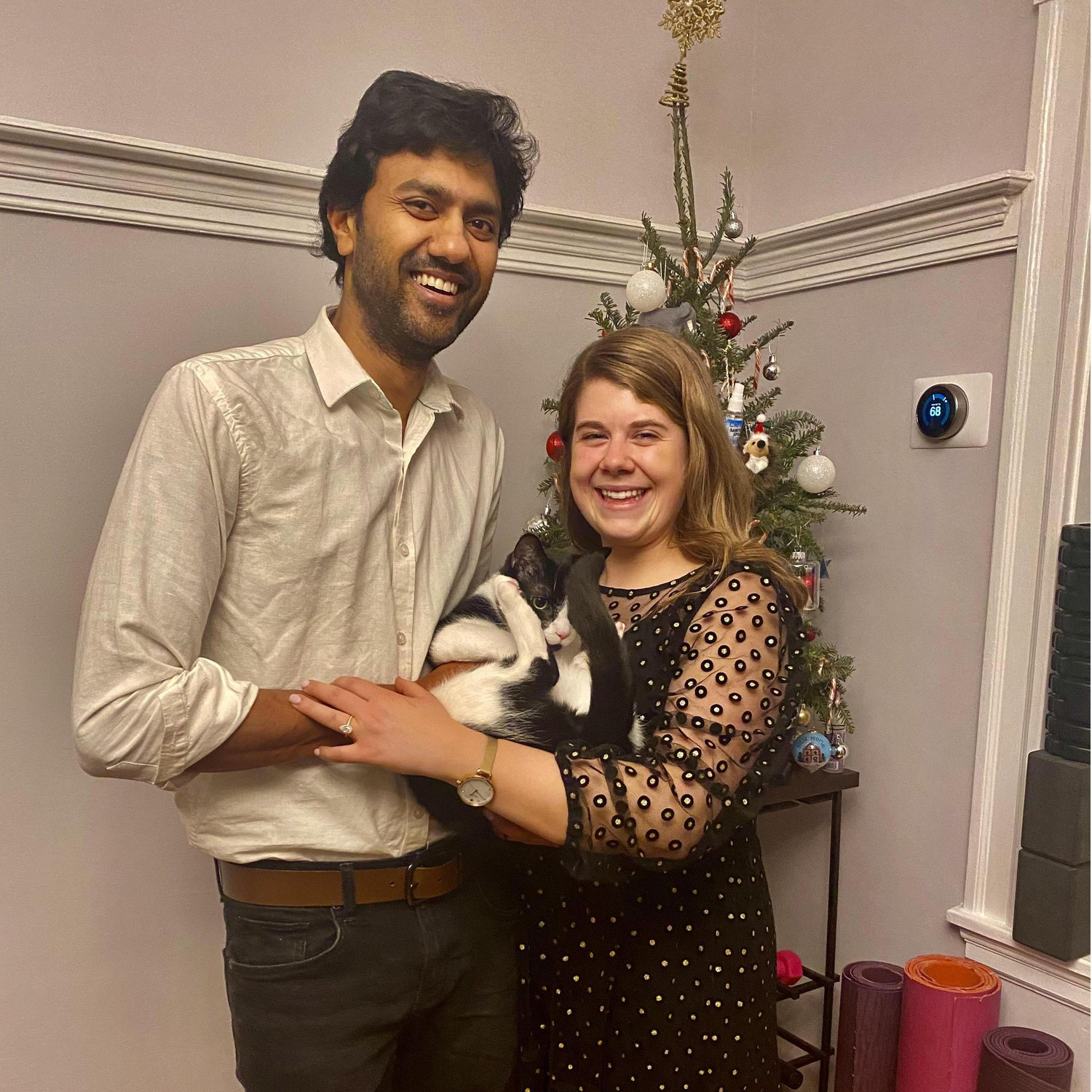 Engagement night with Billi looking frightened.