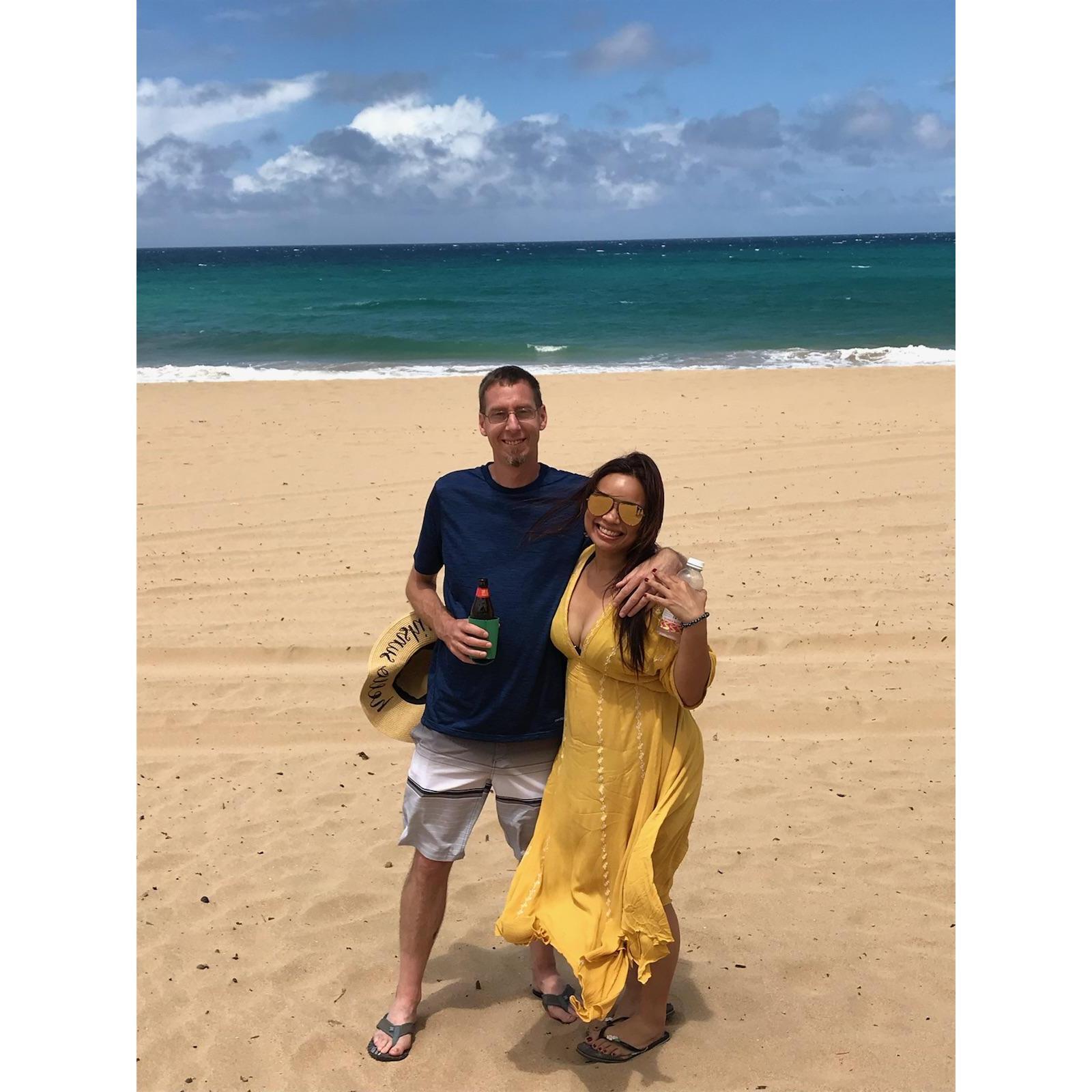 At Polihale State Park Beach.   One of the nicest beach in Kauai.