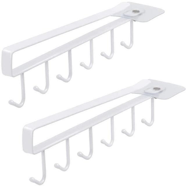 6-Hook Under Cabinet Mug Hanger (c- 2pcs White)