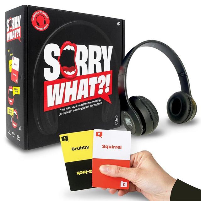 Sorry What - Hilarious Terrible Lip Reading Adult Party Game - Based On The Headphone Challenge TikTok Trend - 2+ Players 40,000 Funny Word Phrase Combinations - Card Game for Adults, Birthday Gifts