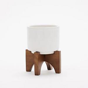 Turned Wood Leg Tabletop Planter, Small, White