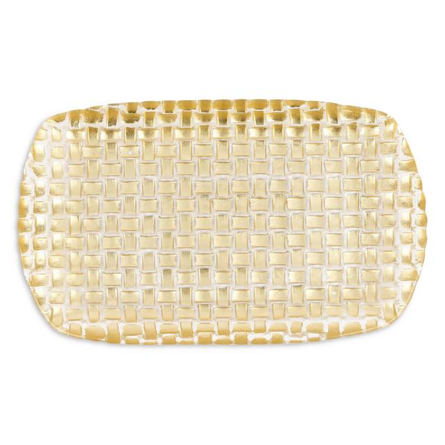 VIETRI Rufolo Glass Gold Basketweave Rectangular Tray